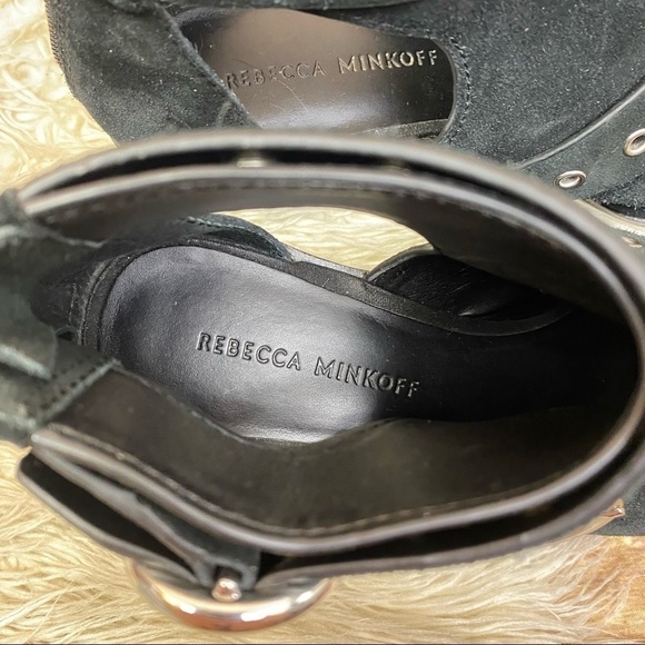 Rebecca Minkoff | ‘Kianna’ Black Leather Suede Cutout Western Ankle Booties - Picture 9 of 12